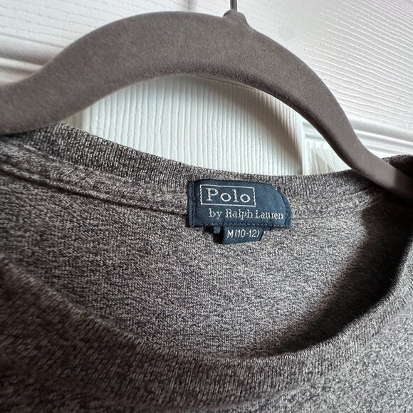 Boy's Medium Polo Ralph Lauren Polo University Marled Gray PRL Felt Patch Shirt - Picture 3 of 7